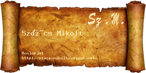Szűcs Mikolt névjegykártya